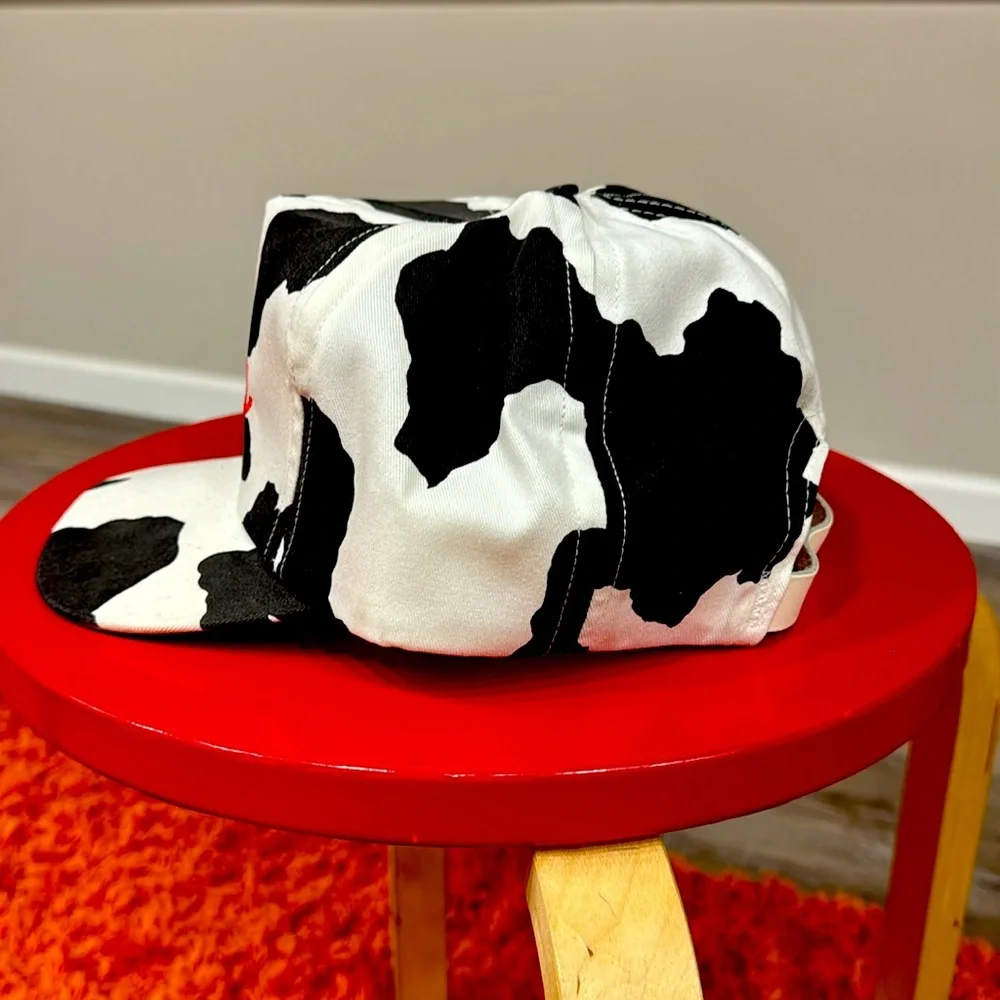 Maui Black & White Cowprint Cap with Red Script - Picture 2 of 3